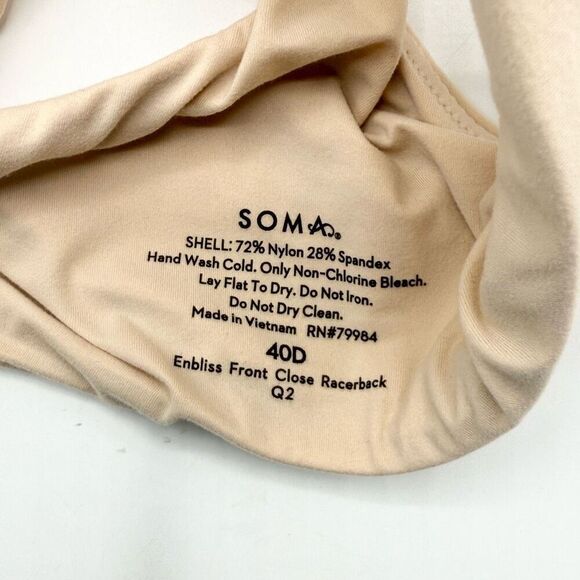 Soma Intimates Enbliss Front Close Racerback Bra in Pale Sand NWT - Women’s US 4 - Picture 6 of 7